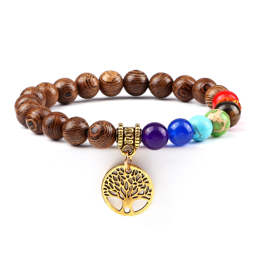 7 Chakra Life Tree Bracelets with Natural Stone