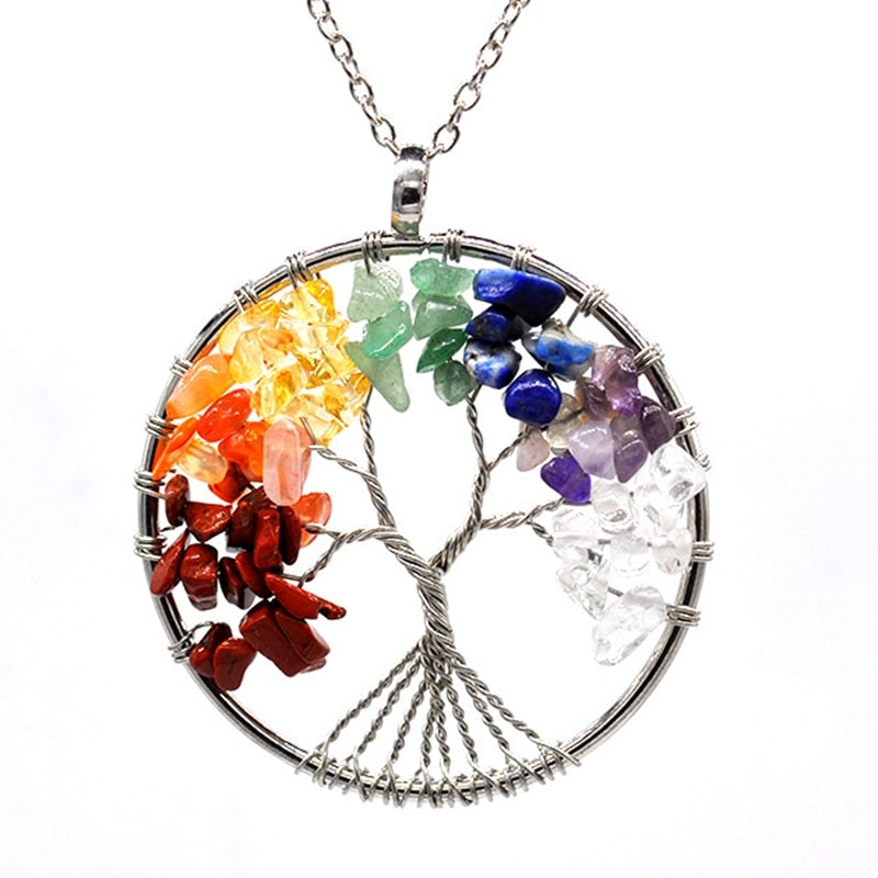 Tree of Life Pendant Necklace with Natural Stone