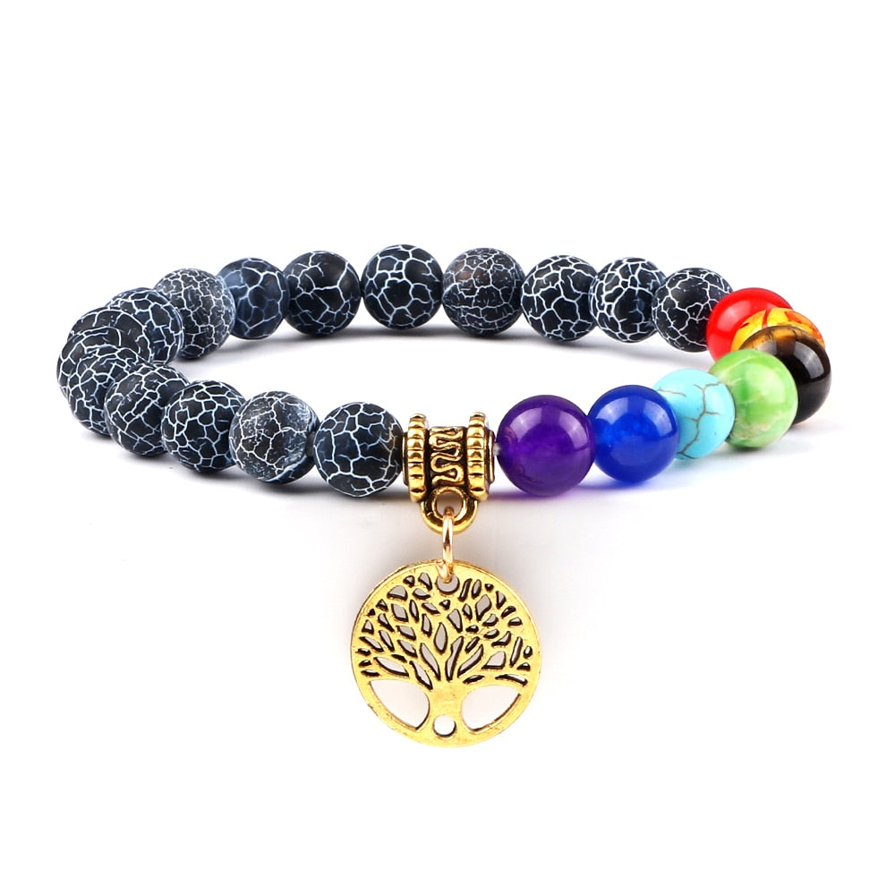 7 Chakra Life Tree Bracelets with Natural Stone