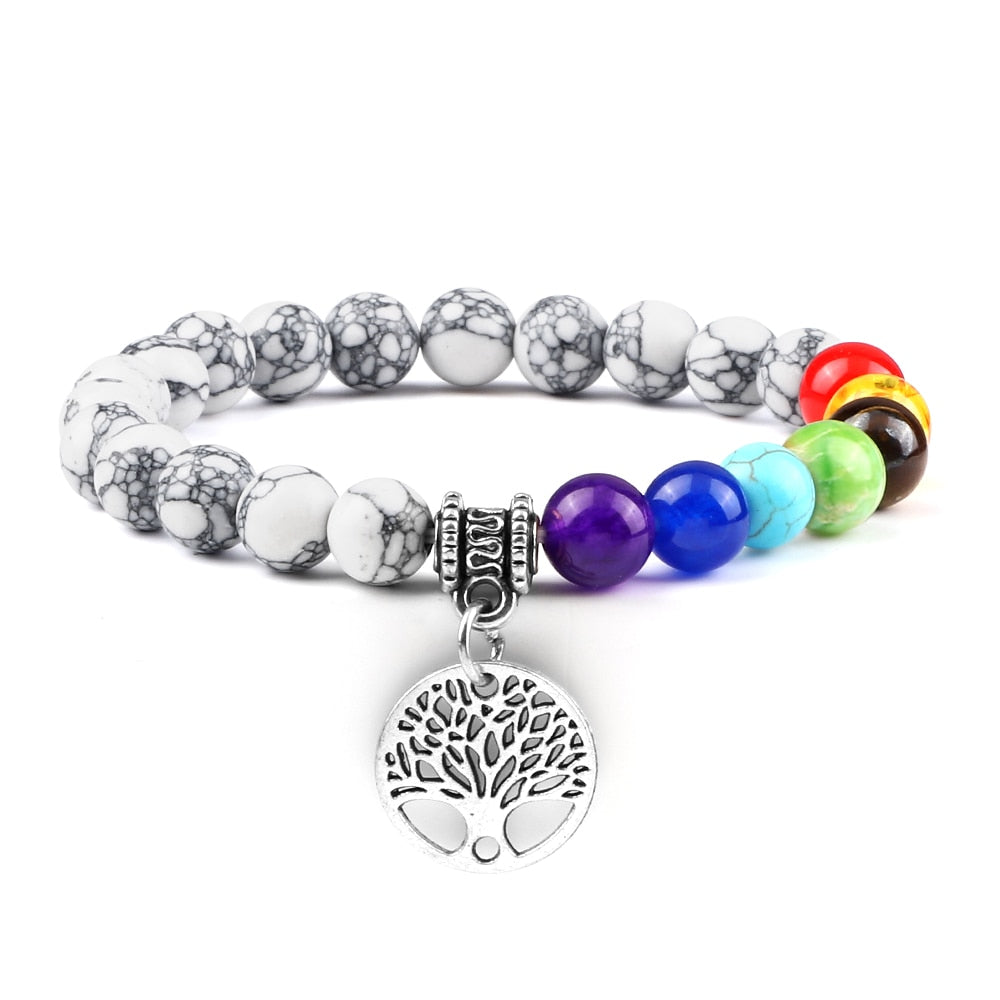 7 Chakra Life Tree Bracelets with Natural Stone