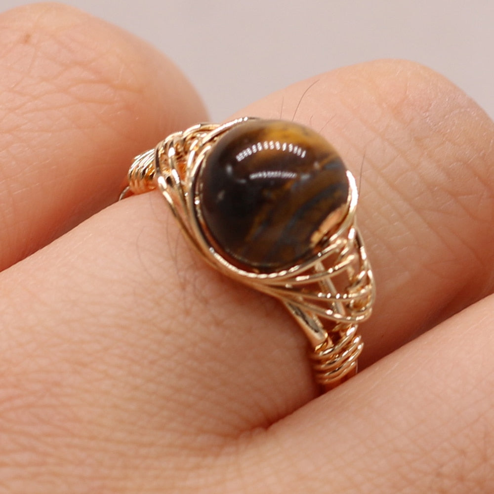 Handmade Gold Ring with Natural Gemstones