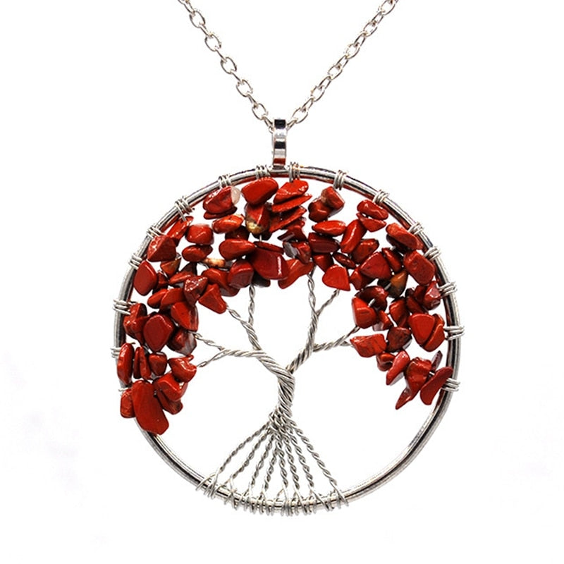 Tree of Life Pendant Necklace with Natural Stone