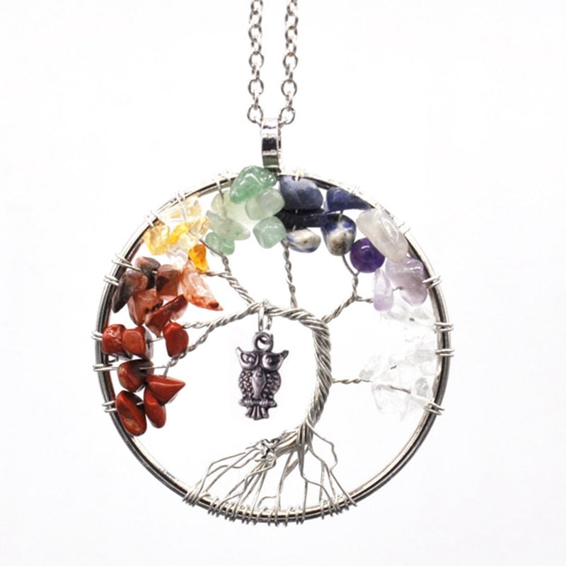 Tree of Life Pendant Necklace with Natural Stone