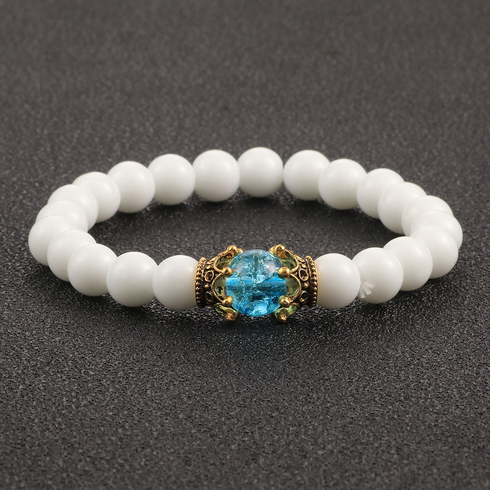 White Natural Stone  Beads Bracelets