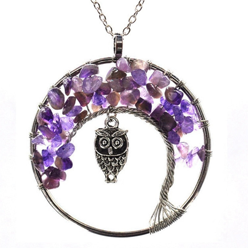 Tree of Life Pendant Necklace with Natural Stone