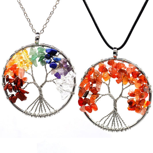 Tree of Life Pendant Necklace with Natural Stone