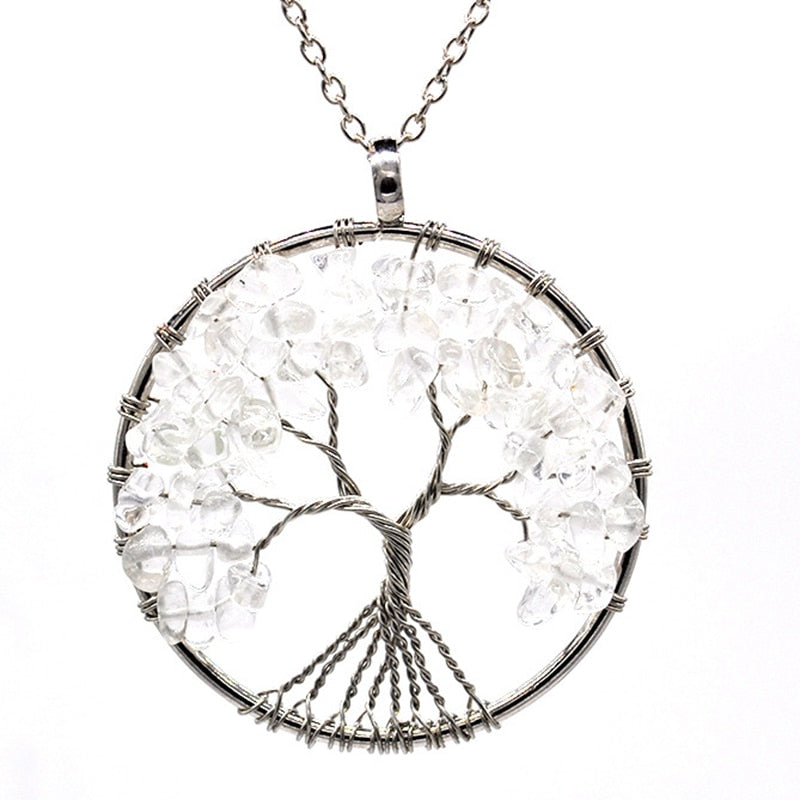 Tree of Life Pendant Necklace with Natural Stone