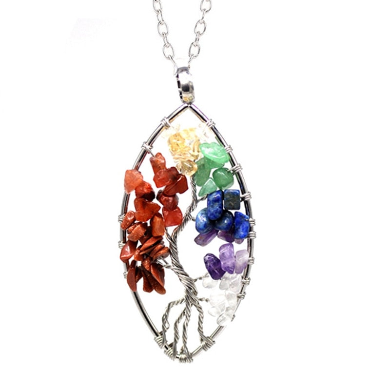 Tree of Life Pendant Necklace with Natural Stone