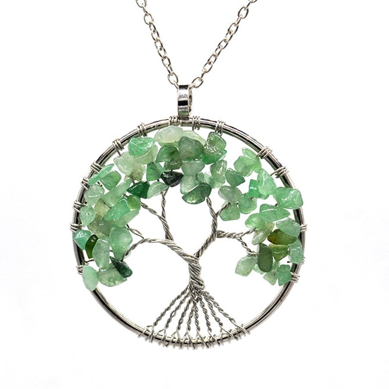 Tree of Life Pendant Necklace with Natural Stone