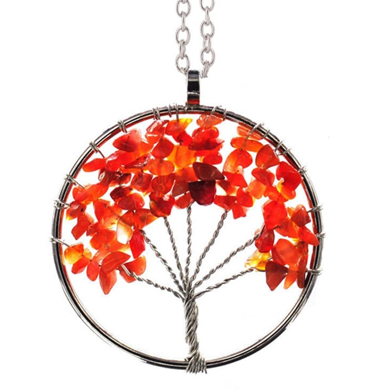 Tree of Life Pendant Necklace with Natural Stone