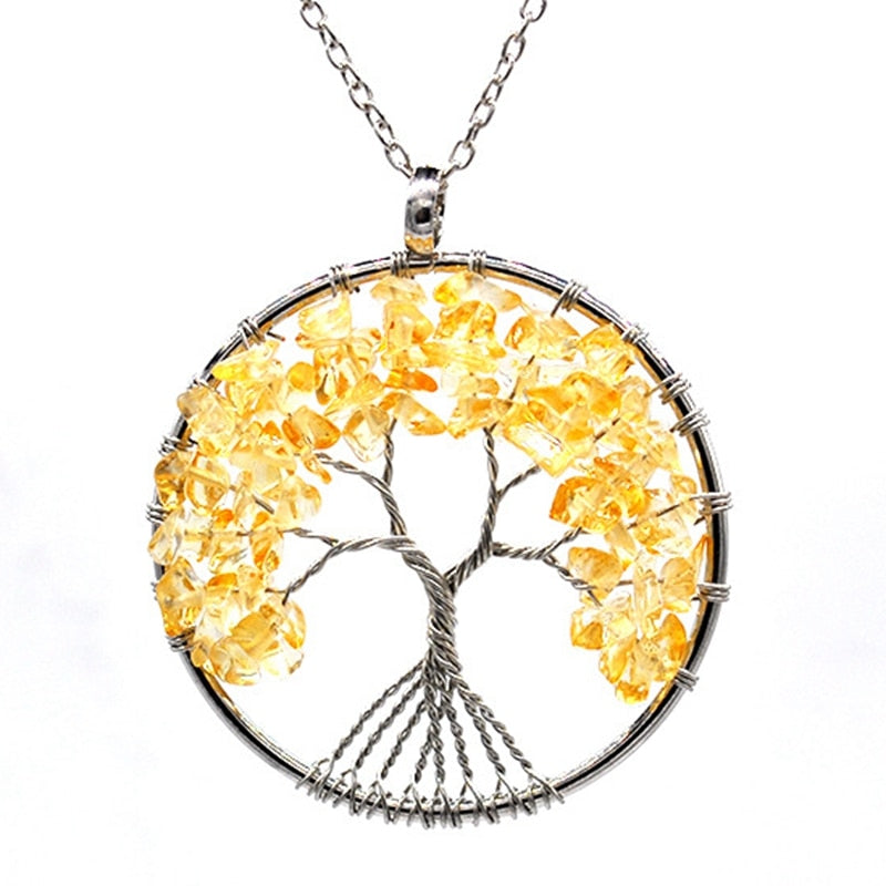 Tree of Life Pendant Necklace with Natural Stone