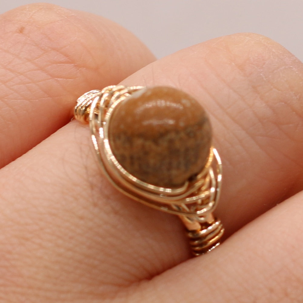 Handmade Gold Ring with Natural Gemstones