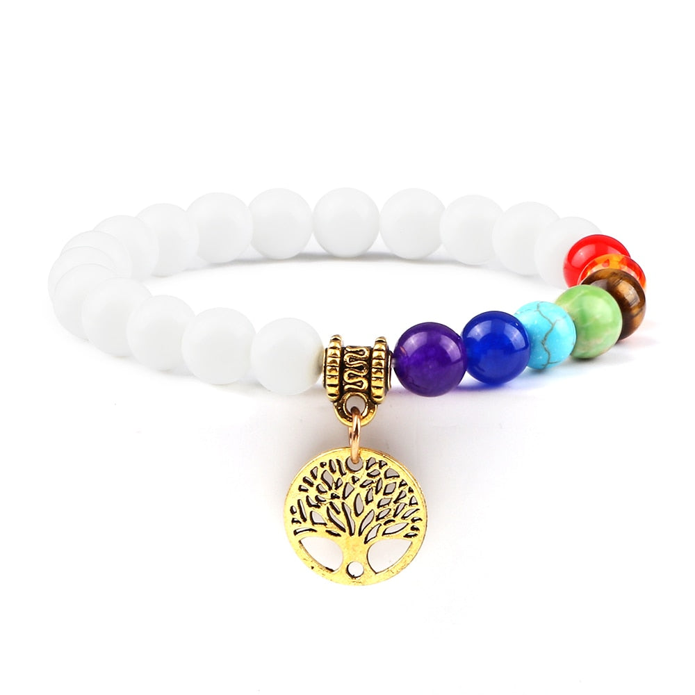 7 Chakra Life Tree Bracelets with Natural Stone