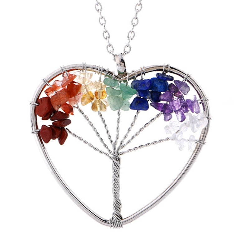 Tree of Life Pendant Necklace with Natural Stone