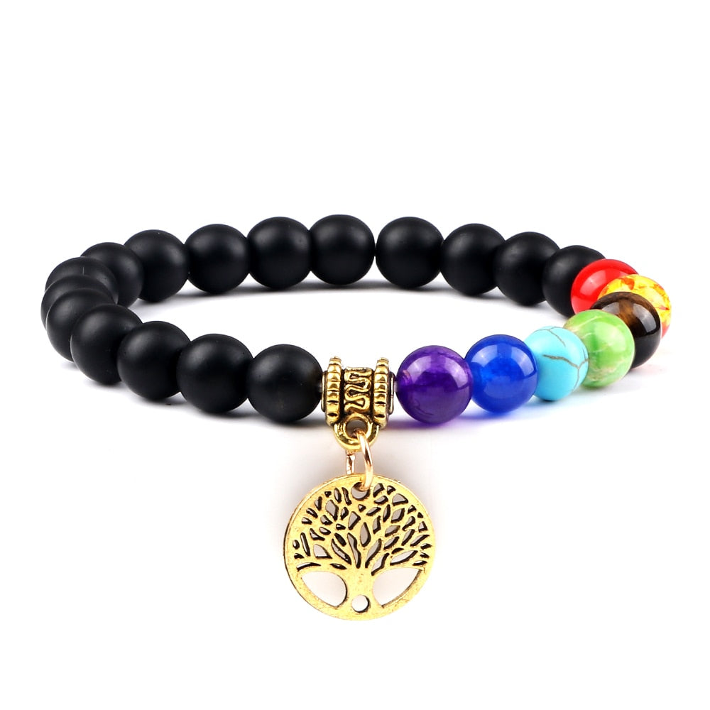 7 Chakra Life Tree Bracelets with Natural Stone