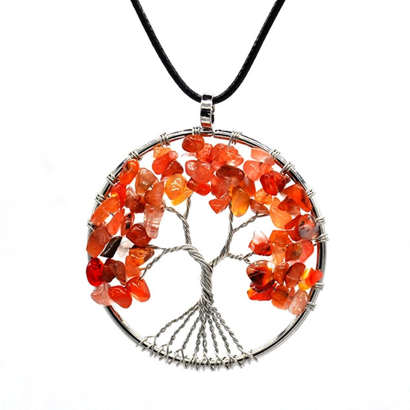 Tree of Life Pendant Necklace with Natural Stone