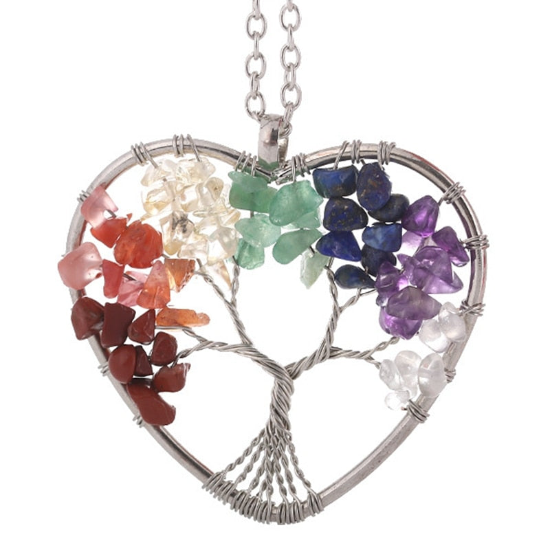 Tree of Life Pendant Necklace with Natural Stone