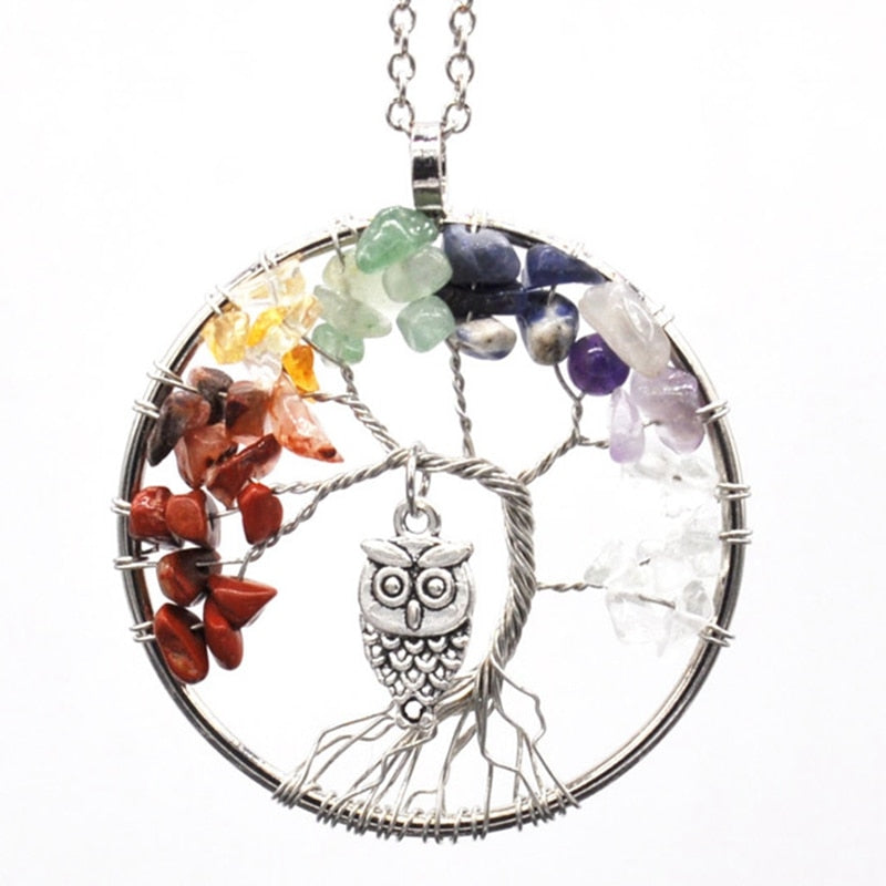 Tree of Life Pendant Necklace with Natural Stone