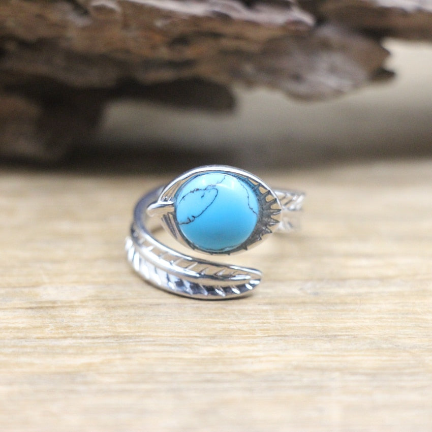 Carved Leaf Ring with Natural Gemstones