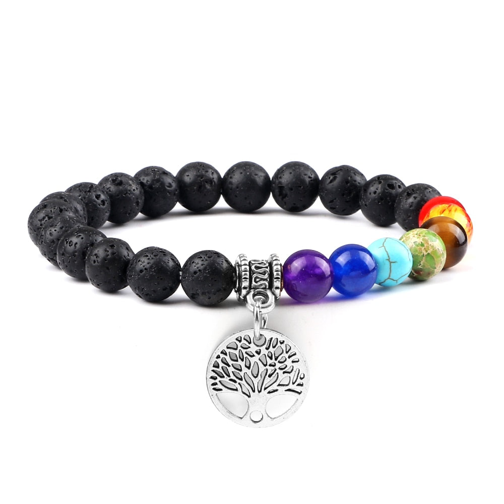 7 Chakra Life Tree Bracelets with Natural Stone