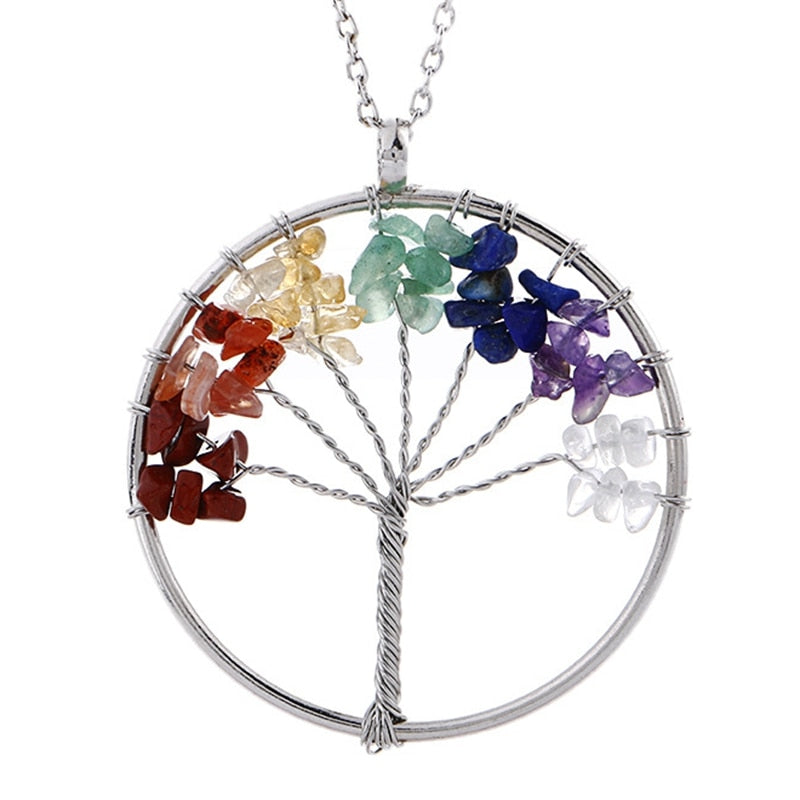 Tree of Life Pendant Necklace with Natural Stone