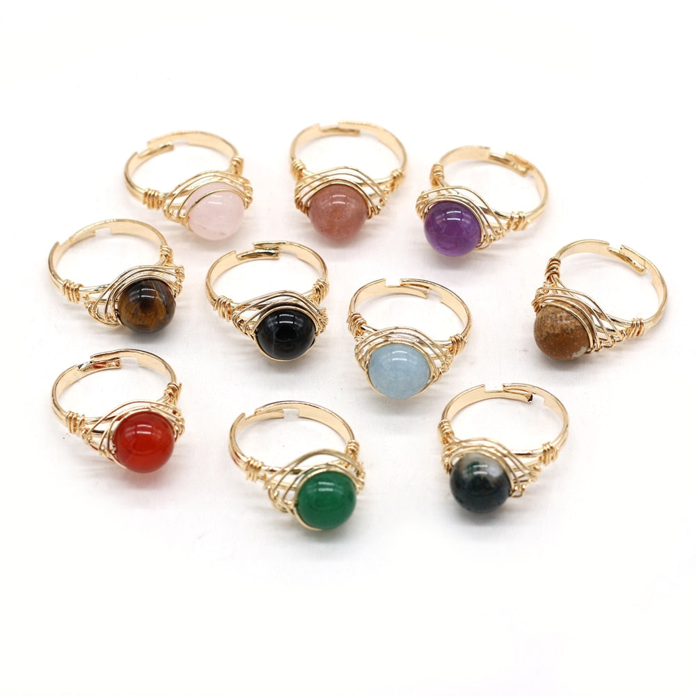 Handmade Gold Ring with Natural Gemstones