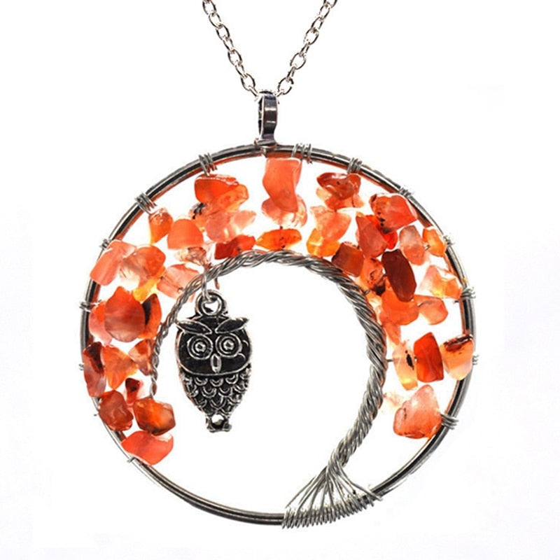 Tree of Life Pendant Necklace with Natural Stone