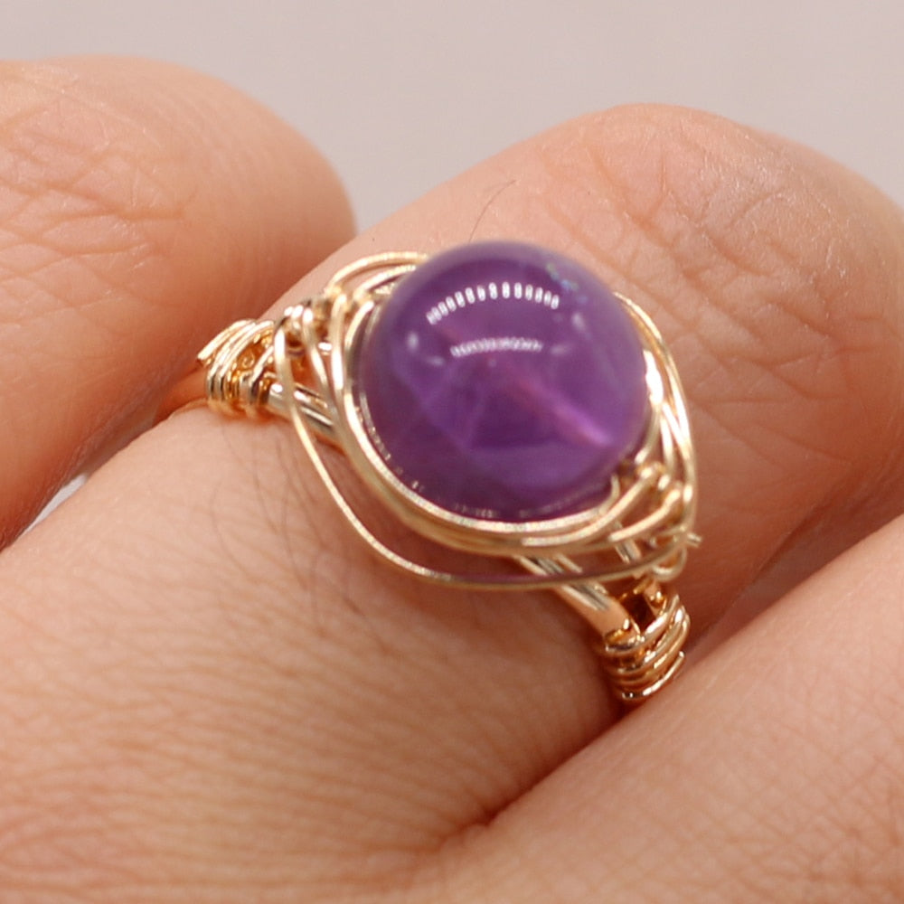 Handmade Gold Ring with Natural Gemstones