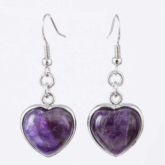 Heart Pendant  Earring with Natural Stone