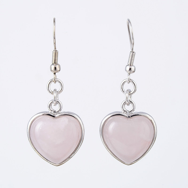 Heart Pendant  Earring with Natural Stone