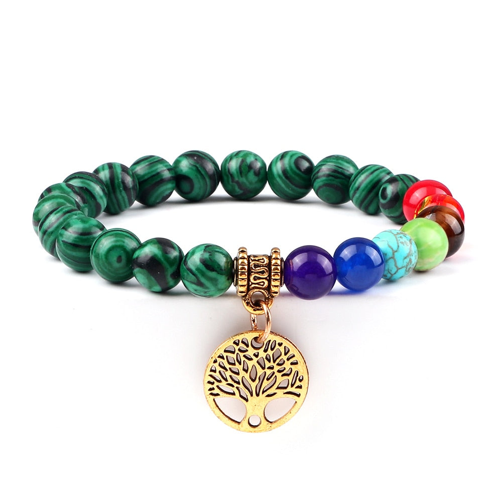 7 Chakra Life Tree Bracelets with Natural Stone