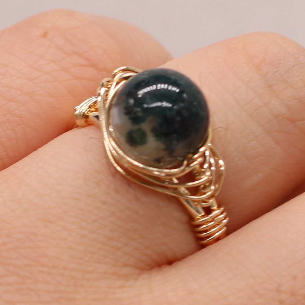 Handmade Gold Ring with Natural Gemstones