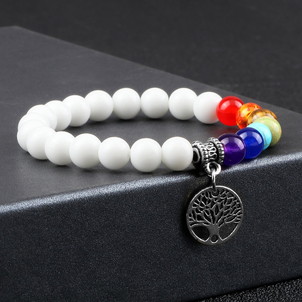 7 Chakra Life Tree Bracelets with Natural Stone