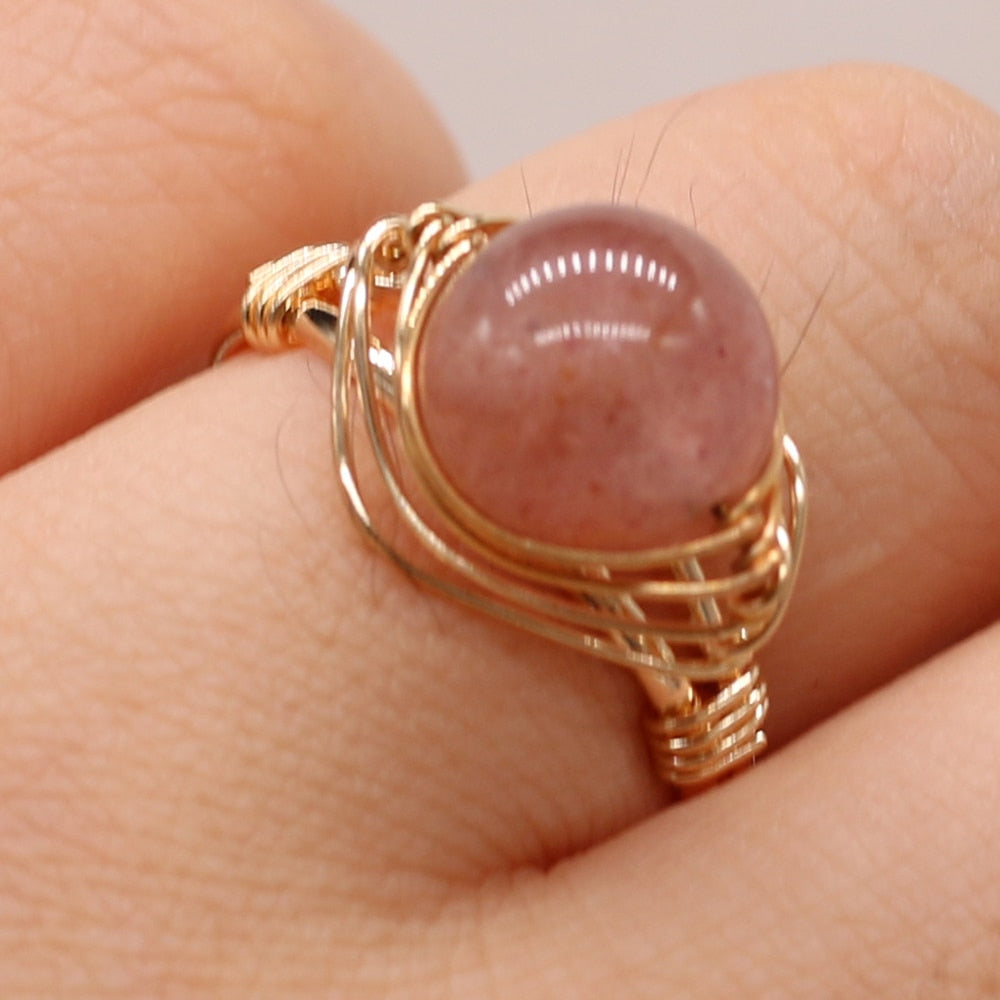 Handmade Gold Ring with Natural Gemstones