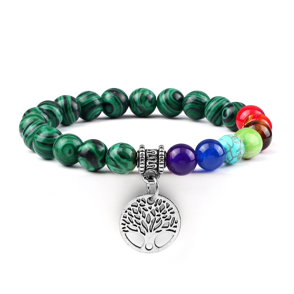 7 Chakra Life Tree Bracelets with Natural Stone