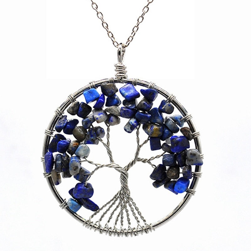 Tree of Life Pendant Necklace with Natural Stone