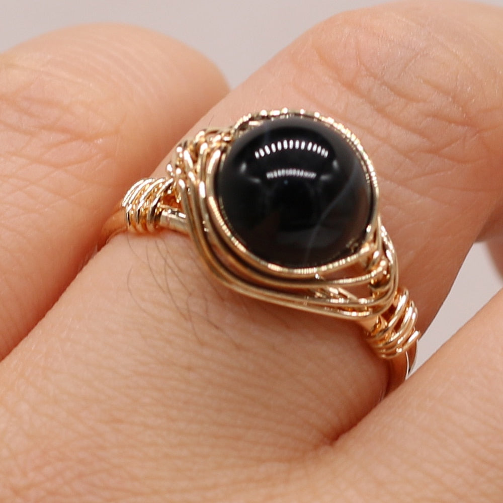 Handmade Gold Ring with Natural Gemstones