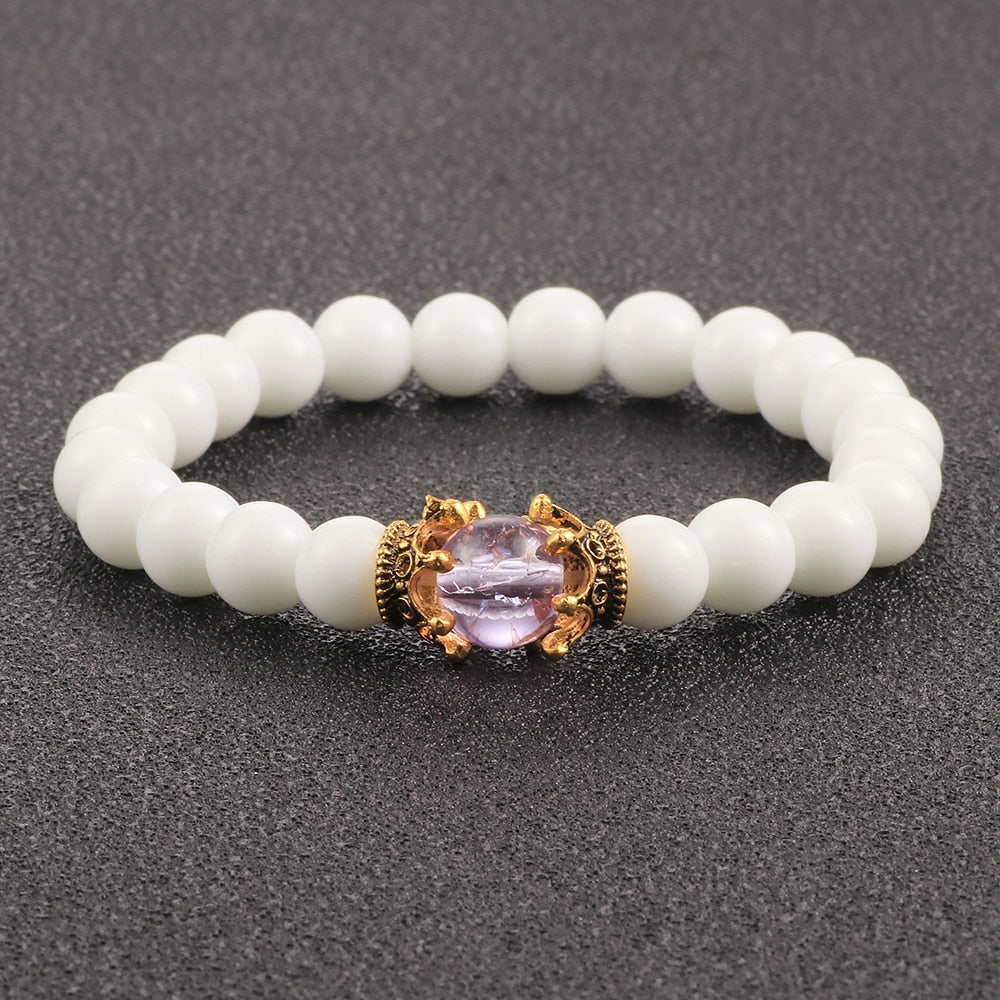 White Natural Stone  Beads Bracelets