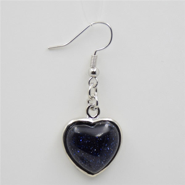 Heart Pendant  Earring with Natural Stone