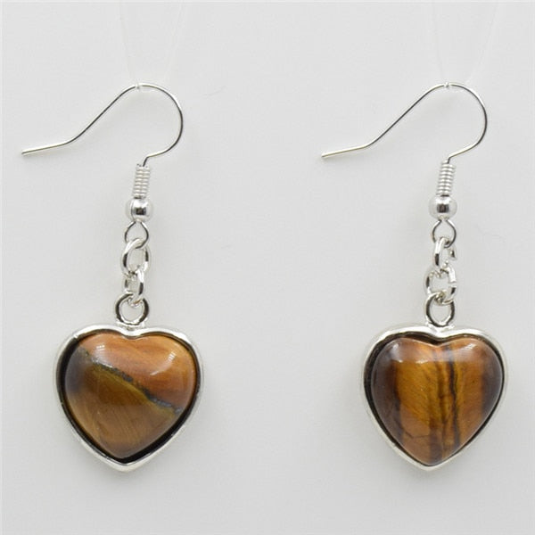 Heart Pendant  Earring with Natural Stone