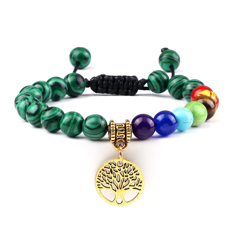 7 Chakra Life Tree Bracelets with Natural Stone