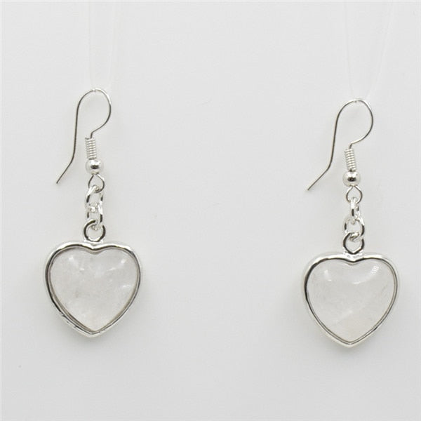 Heart Pendant  Earring with Natural Stone