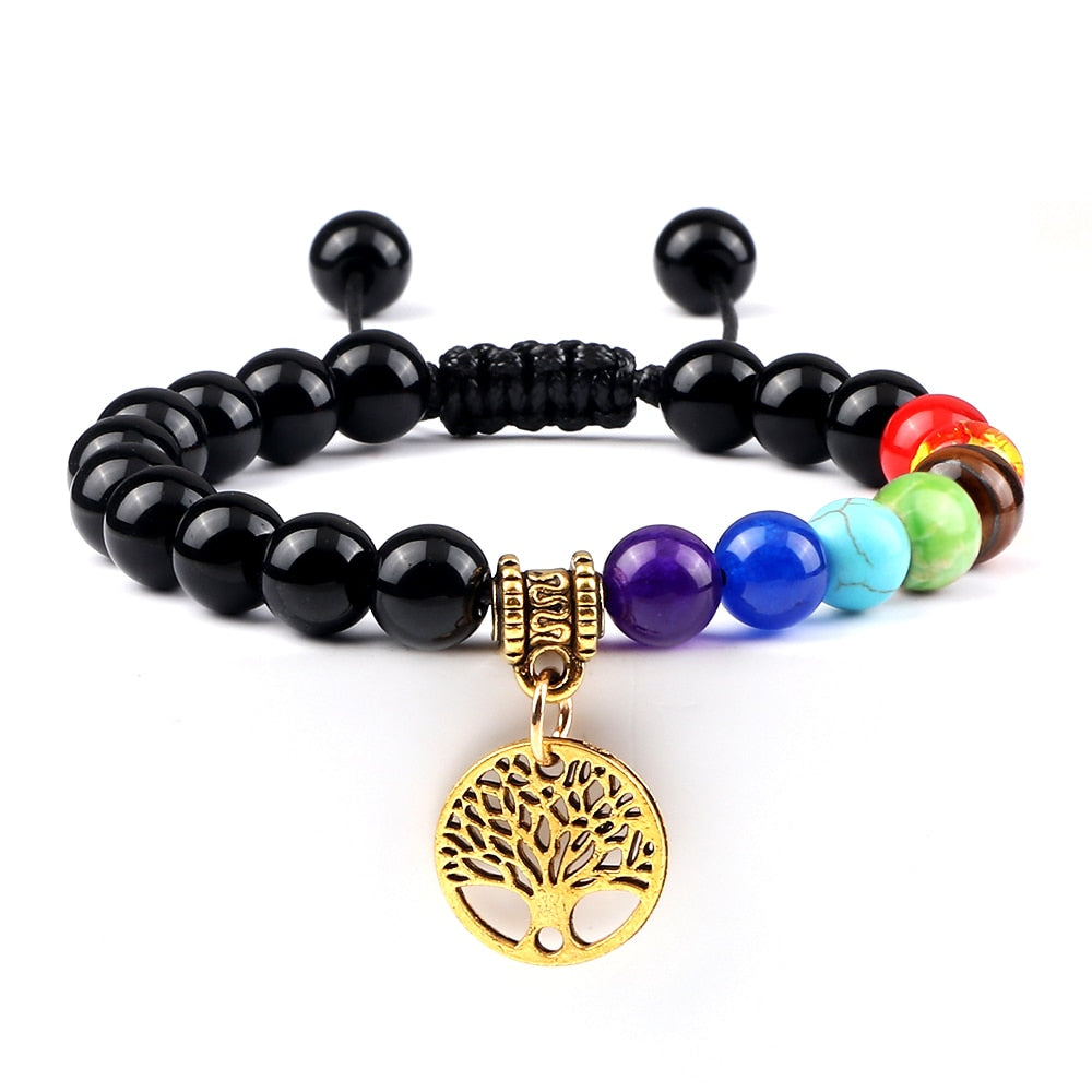 7 Chakra Life Tree Bracelets with Natural Stone