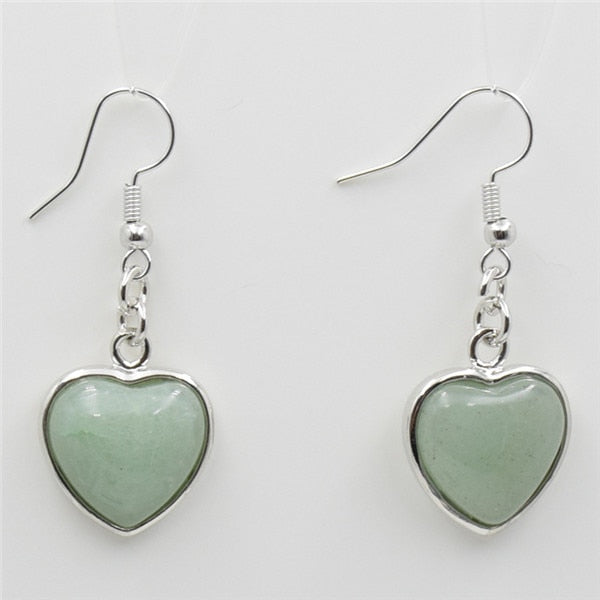 Heart Pendant  Earring with Natural Stone