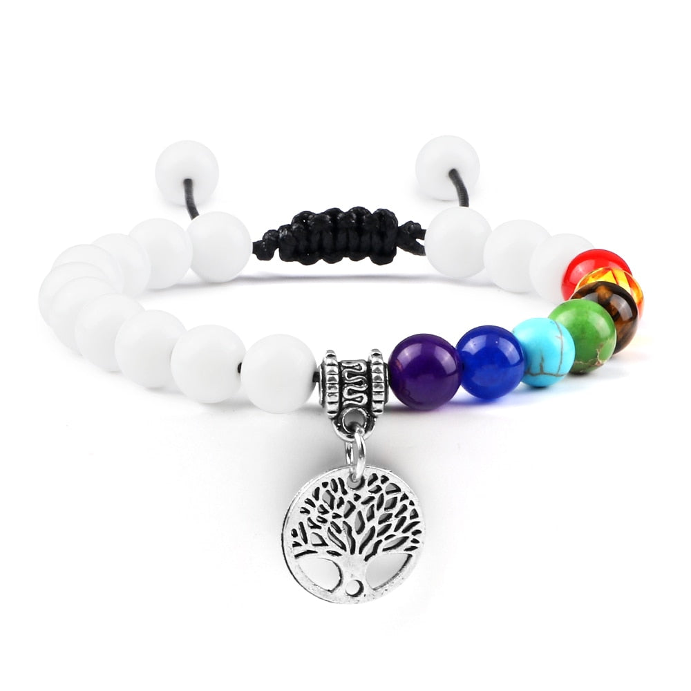 7 Chakra Life Tree Bracelets with Natural Stone