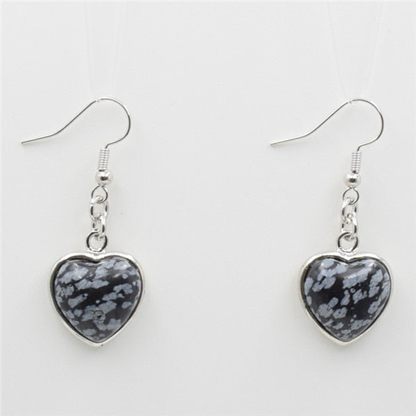 Heart Pendant  Earring with Natural Stone