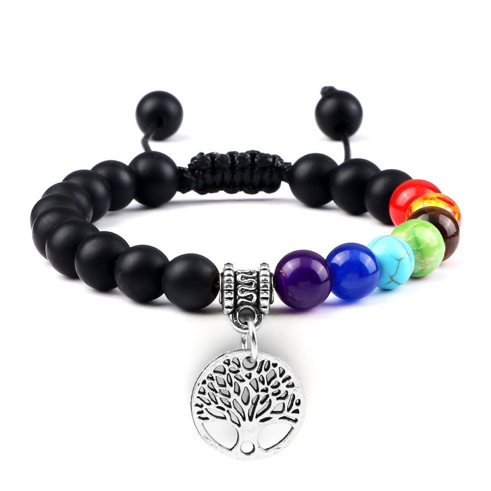 7 Chakra Life Tree Bracelets with Natural Stone