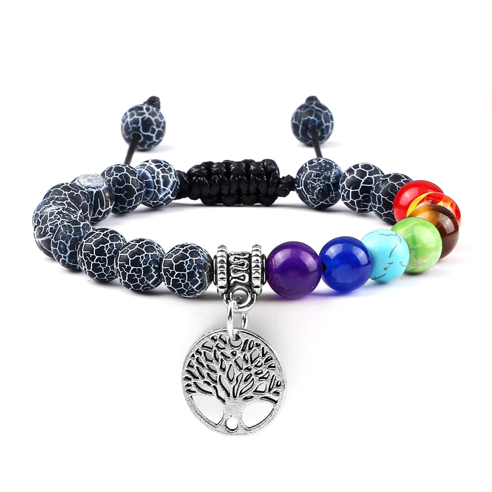 7 Chakra Life Tree Bracelets with Natural Stone