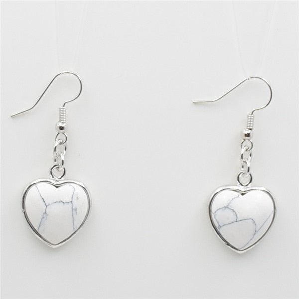 Heart Pendant  Earring with Natural Stone