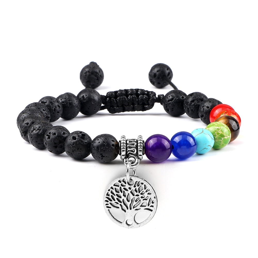 7 Chakra Life Tree Bracelets with Natural Stone